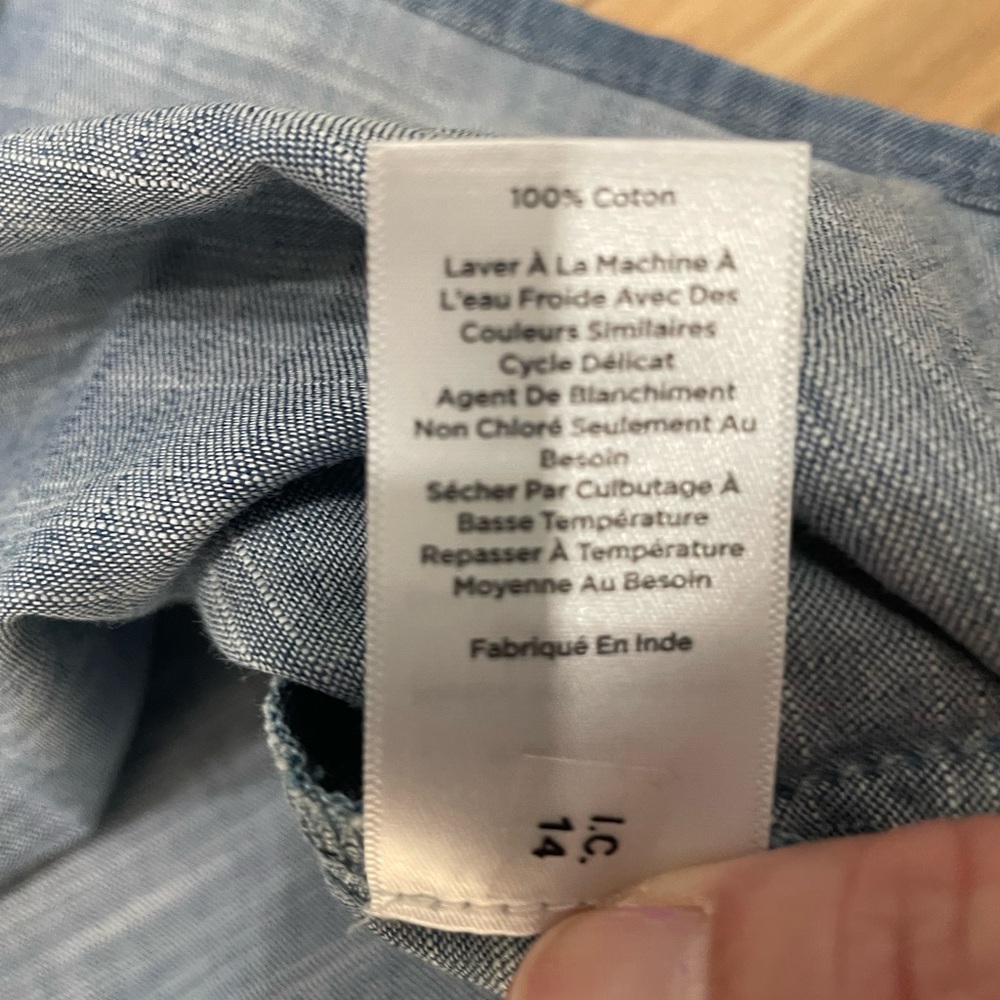 Talbots Ruffle Trim Shell Denim Slub - Picture 7 of 7